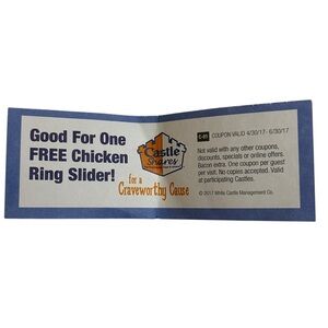 Vintage White Castle Free Chicken Ring Slider Coupon